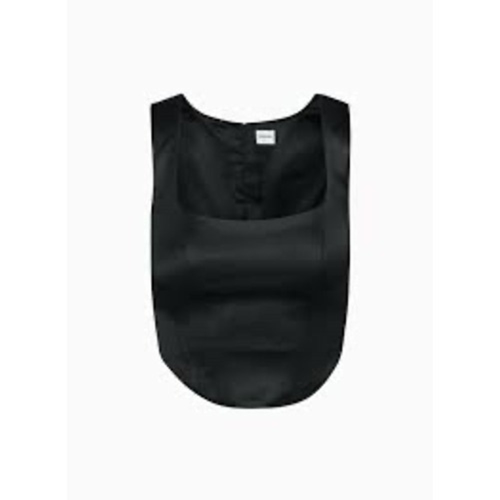 Sunday Best Aritzia Black Satin Corset Square Neck Tank Top Size 2